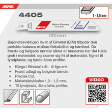 Indlæs billede til gallerivisning Bajonetsavklinge 4405, 2 stk. 150 mm Bimetal 25 tpi