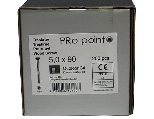 Træskrue C4 5,0 x 90 Torx 25 (200 stk.)