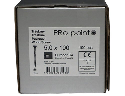Træskrue C4 5,0 x 100 Torx 25 (100 stk.)