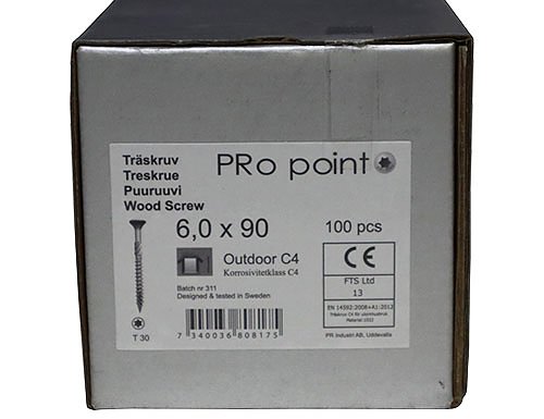 Træskrue C4 6,0 x 90 Torx 30 (100 stk.)