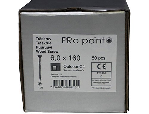 Træskrue C4 6,0 x 160 Torx 30 (50 stk.)