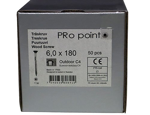 Træskrue C4 6,0 x 180 Torx 30 (50 stk.)