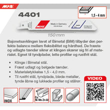 Indlæs billede til gallerivisning Bajonetsavklinge 4401, 2 stk. 150 mm Bimetal 18 tpi
