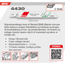 Indlæs billede til gallerivisning Bajonetsavklinge 4430, 2 stk. 150 mm Bimetal 10 tpi
